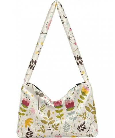 Floral Vintage Shoulder Tote Bags for Women Furry Crossbody bag Hobo Handbag Purses for College Work Travel $10.70 Totes