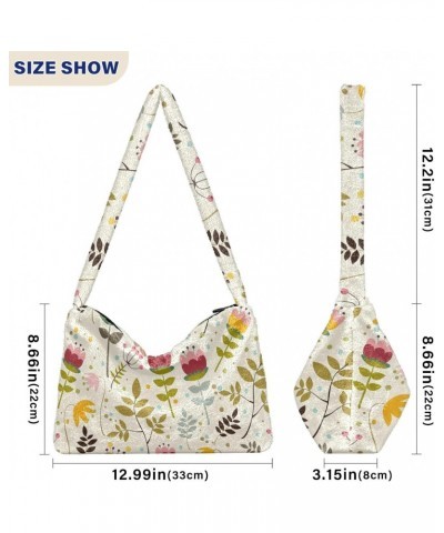 Floral Vintage Shoulder Tote Bags for Women Furry Crossbody bag Hobo Handbag Purses for College Work Travel $10.70 Totes