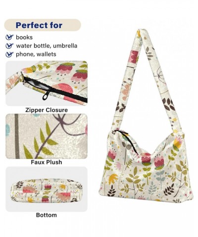 Floral Vintage Shoulder Tote Bags for Women Furry Crossbody bag Hobo Handbag Purses for College Work Travel $10.70 Totes