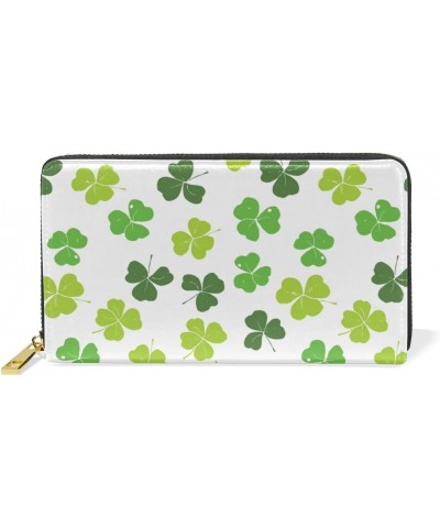 U LIFE Spring Summer Green St Patrick Day Lucky Clover Shamrock Wallets Purse Cash Card Holder Case Leather $16.79 Wallets