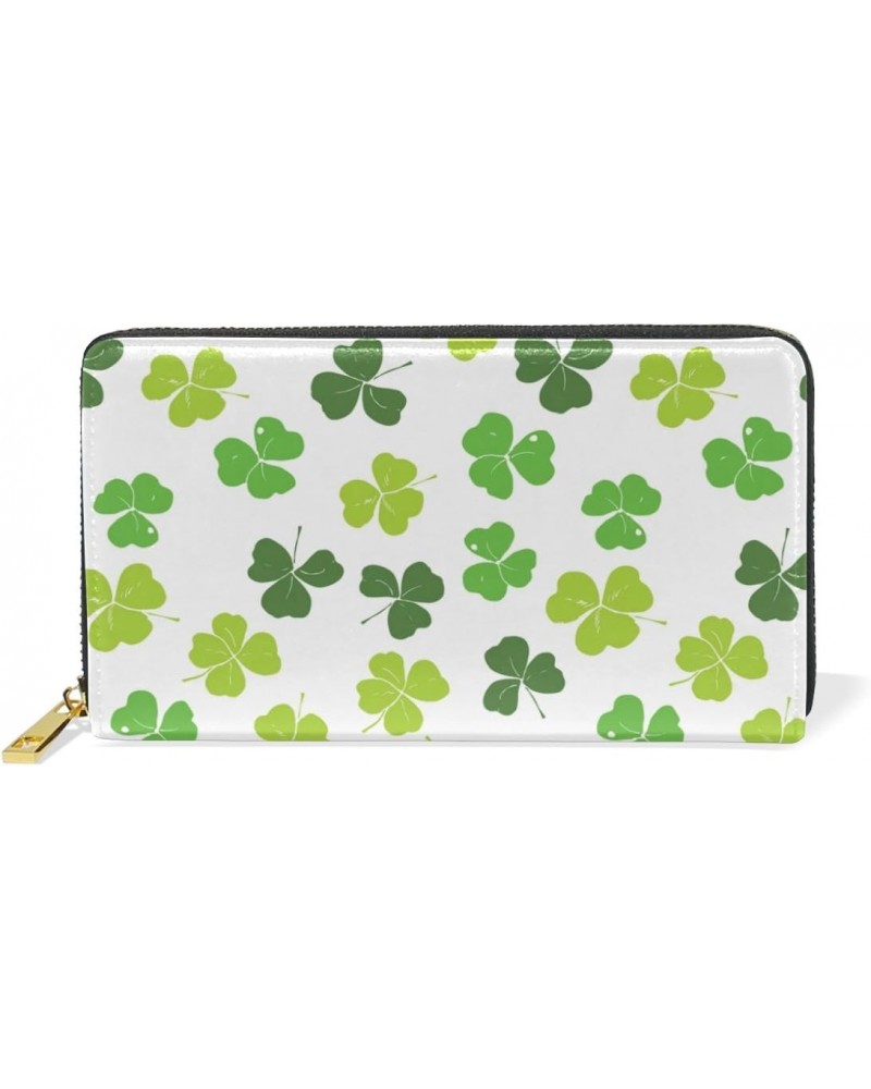 U LIFE Spring Summer Green St Patrick Day Lucky Clover Shamrock Wallets Purse Cash Card Holder Case Leather $16.79 Wallets