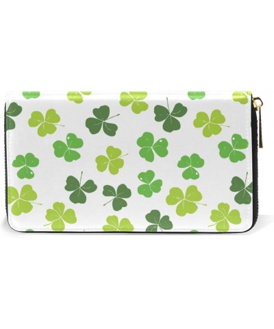 U LIFE Spring Summer Green St Patrick Day Lucky Clover Shamrock Wallets Purse Cash Card Holder Case Leather $16.79 Wallets