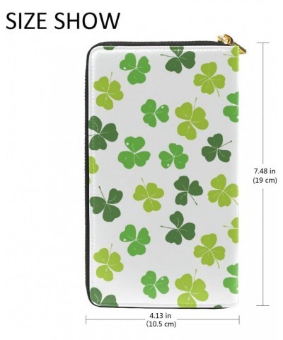 U LIFE Spring Summer Green St Patrick Day Lucky Clover Shamrock Wallets Purse Cash Card Holder Case Leather $16.79 Wallets