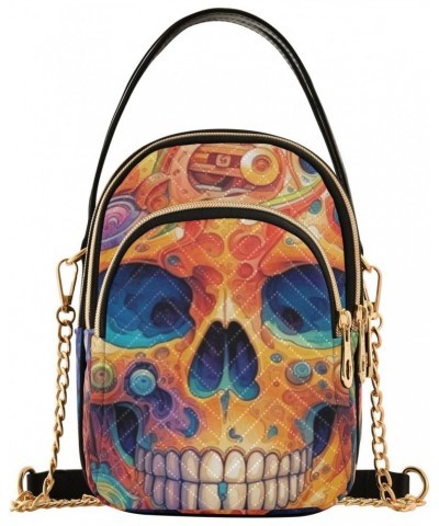 Women's Crossbody Handbags Clutch Phone Purse Painting Skull Stylish Shoulder Bag with Detachable Chain Strap $12.22 Shoulder...