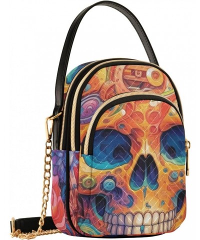 Women's Crossbody Handbags Clutch Phone Purse Painting Skull Stylish Shoulder Bag with Detachable Chain Strap $12.22 Shoulder...