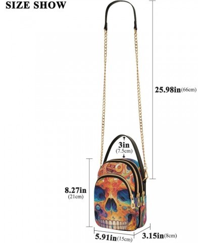 Women's Crossbody Handbags Clutch Phone Purse Painting Skull Stylish Shoulder Bag with Detachable Chain Strap $12.22 Shoulder...