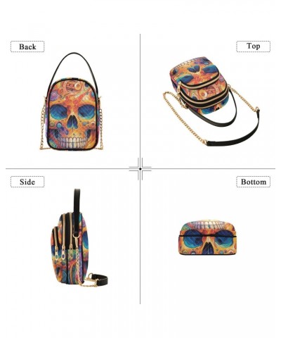 Women's Crossbody Handbags Clutch Phone Purse Painting Skull Stylish Shoulder Bag with Detachable Chain Strap $12.22 Shoulder...