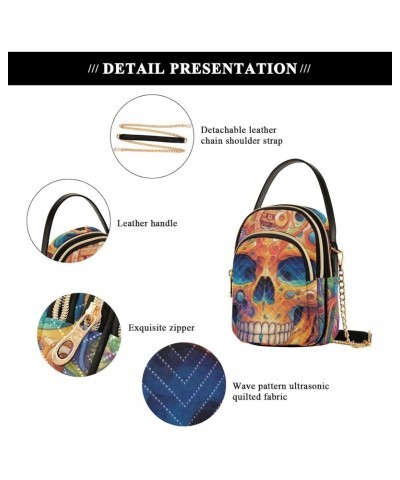 Women's Crossbody Handbags Clutch Phone Purse Painting Skull Stylish Shoulder Bag with Detachable Chain Strap $12.22 Shoulder...