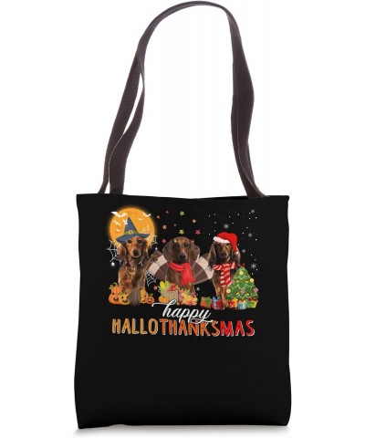 Dachshund Dog Halloween Thanksgiving Happy Hallothanksmas Tote Bag $10.12 Totes