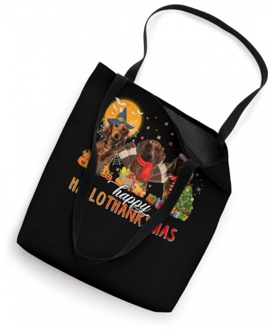 Dachshund Dog Halloween Thanksgiving Happy Hallothanksmas Tote Bag $10.12 Totes