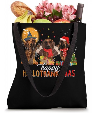 Dachshund Dog Halloween Thanksgiving Happy Hallothanksmas Tote Bag $10.12 Totes