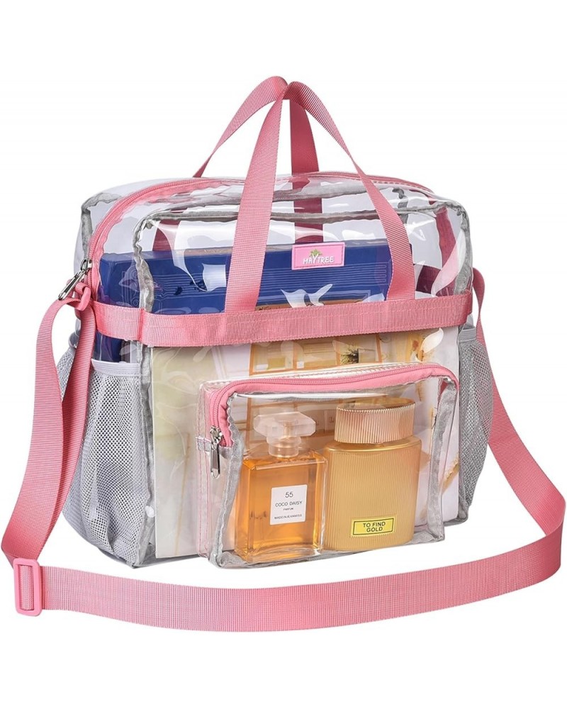 Clear Bag Stadium Approved 12×6×12, Clear Tote Lunch Bag with Reinforced Straps for Work Travel and Sporting Events Pink $13....