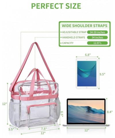 Clear Bag Stadium Approved 12×6×12, Clear Tote Lunch Bag with Reinforced Straps for Work Travel and Sporting Events Pink $13....