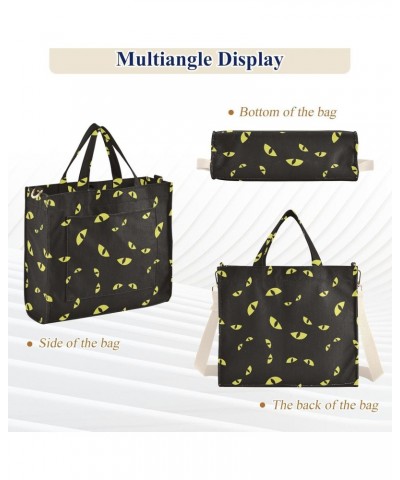 Eyes Glowing Corduroy Tote Bag Cross Body Bag for Women Casual with Magnetic Clasp $16.63 Totes