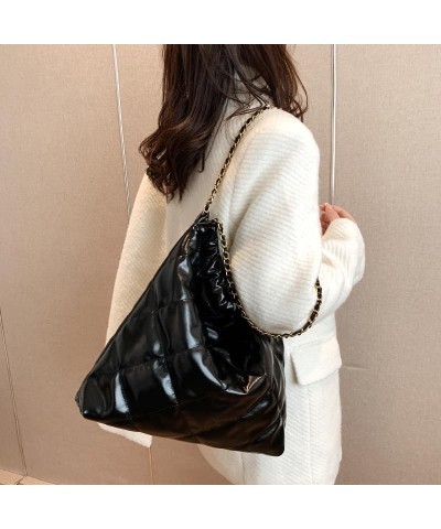 Hobo Bag Leather Tote Bag Everything Tote Bag Tote Bag Aesthetic Designer Tote Bags for Women Shoulder Bag (Black,One Size) B...