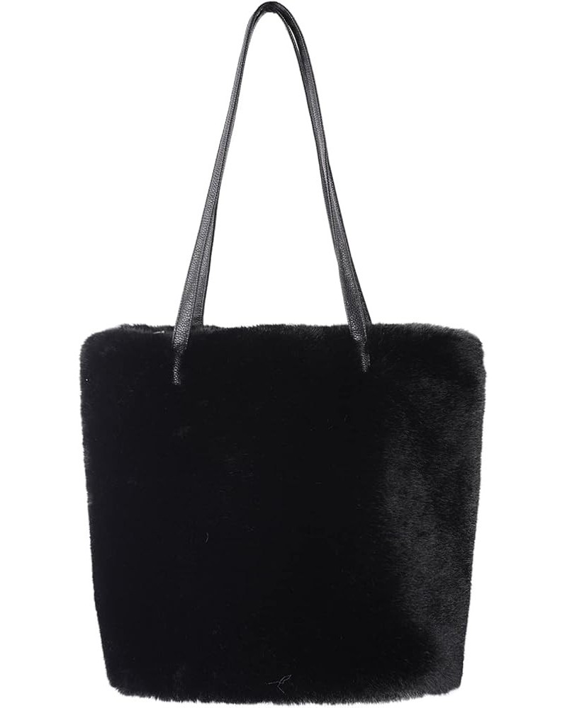 Tote Bag Faux Fur Purses for Women Plush Handbag Fuzzy Shoulder Bag Big Capacity Black Purse for women's Girls Black 5 $12.00...