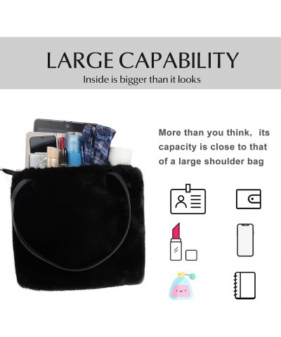 Tote Bag Faux Fur Purses for Women Plush Handbag Fuzzy Shoulder Bag Big Capacity Black Purse for women's Girls Black 5 $12.00...