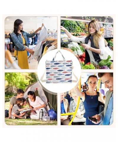 Cute Pattern Shoulder Women Purse Reusable Grocery Tote Aesthetic Purses Big Purse Satchels Fish Sea Animals $8.80 Others