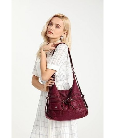 Hobo purses for Women Large Crossbody Bags Boho Satchel Bags with Tassel Burgundy-i $26.39 Hobo Bags