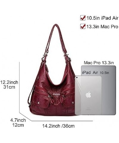 Hobo purses for Women Large Crossbody Bags Boho Satchel Bags with Tassel Burgundy-i $26.39 Hobo Bags