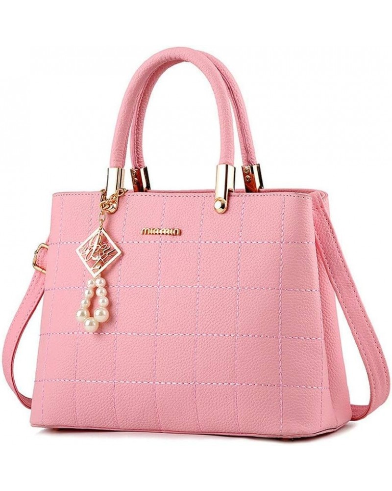 Women's Handbag PU Pendant Elderly Large Capacity Shoulder Shopping Bag Pink $31.26 Handbags