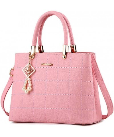 Women's Handbag PU Pendant Elderly Large Capacity Shoulder Shopping Bag Pink $31.26 Handbags