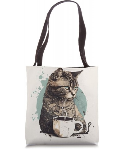 Funny Cat mother coffee lover Design Kitten Humor Cat Lover Tote Bag $10.59 Totes