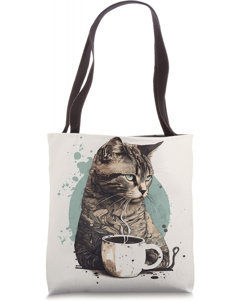 Funny Cat mother coffee lover Design Kitten Humor Cat Lover Tote Bag $10.59 Totes