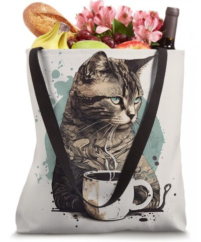 Funny Cat mother coffee lover Design Kitten Humor Cat Lover Tote Bag $10.59 Totes