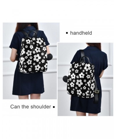 Simple White Flower on Black Background Fashion Backpack Purse for Women Anti Theft Back Pack Shoulder Bag $18.80 Backpacks