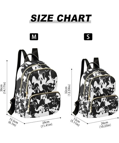 Halloween Women Backpack Spoody Ghost Black White Anti-Theft Travel Backpack with Luggage Belt Durable Lightweight Handbag La...