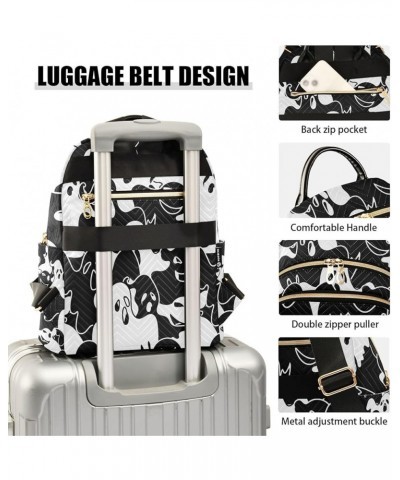 Halloween Women Backpack Spoody Ghost Black White Anti-Theft Travel Backpack with Luggage Belt Durable Lightweight Handbag La...