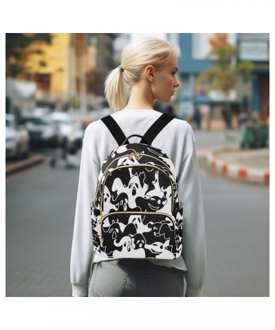 Halloween Women Backpack Spoody Ghost Black White Anti-Theft Travel Backpack with Luggage Belt Durable Lightweight Handbag La...