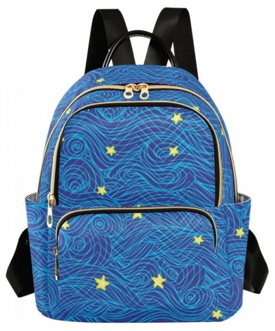 Blue Ocean Stars Fashion Travel Backpack for Women Multi Pockets Lightweight Purse for Women-M Multicolor Medium $20.29 Backp...