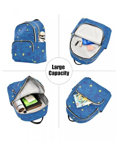 Blue Ocean Stars Fashion Travel Backpack for Women Multi Pockets Lightweight Purse for Women-M Multicolor Medium $20.29 Backp...