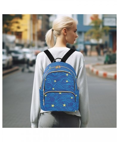 Blue Ocean Stars Fashion Travel Backpack for Women Multi Pockets Lightweight Purse for Women-M Multicolor Medium $20.29 Backp...