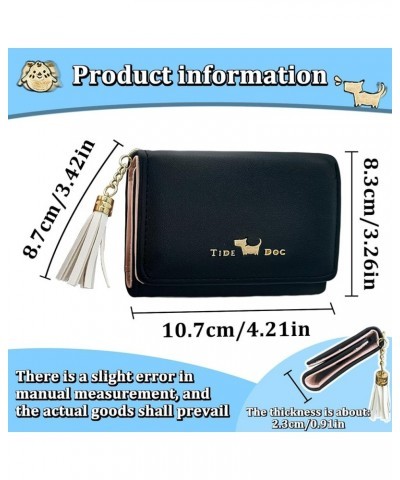 Wallet for Women, Cute Tri-Fold Women's Wallets 7 Card Slots, Pu Leather Womens Card Wallet with Tassel, 1 Visible ID Window,...