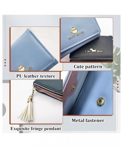 Wallet for Women, Cute Tri-Fold Women's Wallets 7 Card Slots, Pu Leather Womens Card Wallet with Tassel, 1 Visible ID Window,...