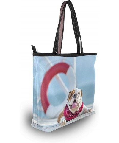 Women Tote Shoulder Bag Cute Puppy Of English Bull Dog Handbag Large $16.19 Shoulder Bags