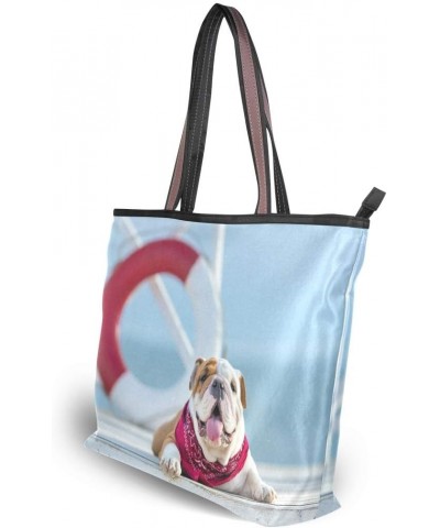 Women Tote Shoulder Bag Cute Puppy Of English Bull Dog Handbag Large $16.19 Shoulder Bags