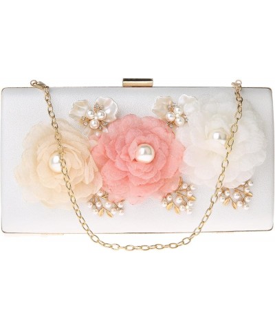 Women's Clutch Floral Evening Bag Purse for Wedding Party White $25.39 Evening Bags