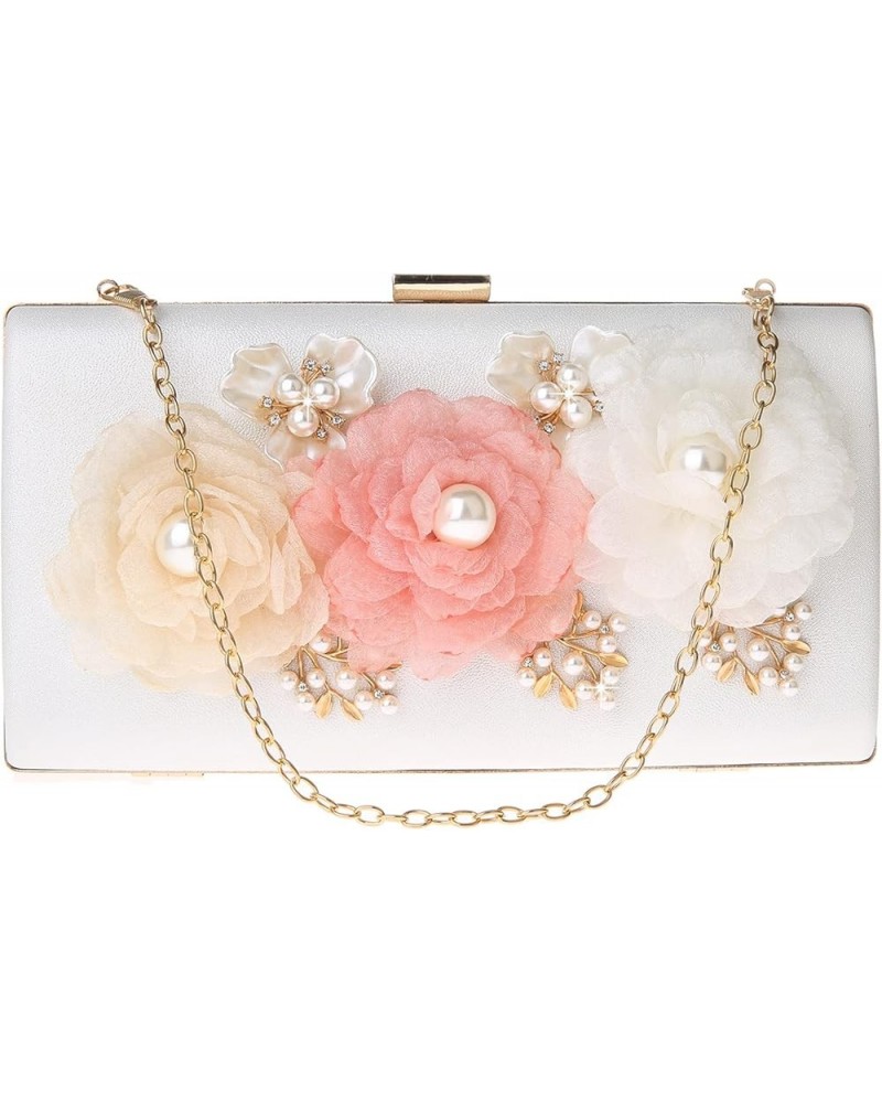 Women's Clutch Floral Evening Bag Purse for Wedding Party White $25.39 Evening Bags