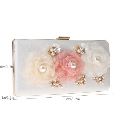 Women's Clutch Floral Evening Bag Purse for Wedding Party White $25.39 Evening Bags