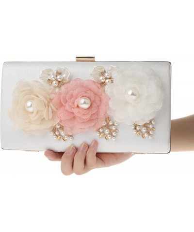 Women's Clutch Floral Evening Bag Purse for Wedding Party White $25.39 Evening Bags