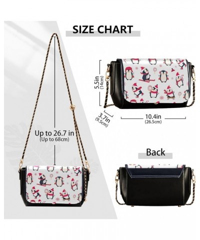 Cute Shark Area Cartoon Women Crossbody Purse Everyday Shoulder Leather Bags Designer Purse with Chain Strap Penguins Cute Ca...