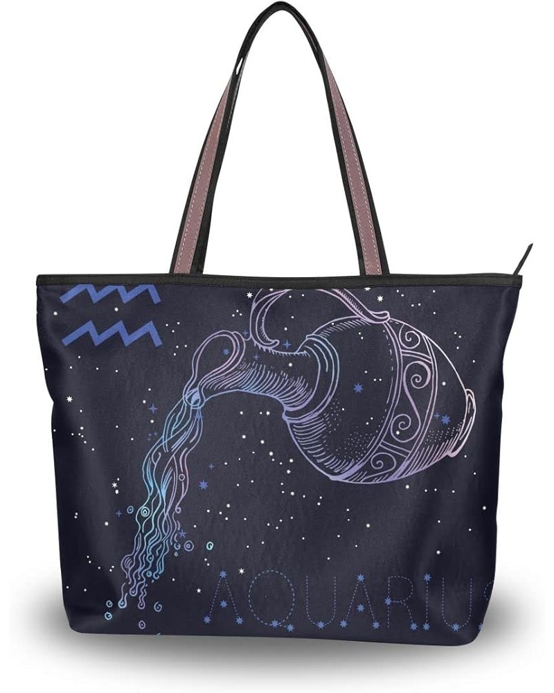 Aries Zodiac Handbags for Women Tote Bag Large Capacity Top Handle Shopper Shoulder Bag Aquarius Zodiac $12.42 Totes