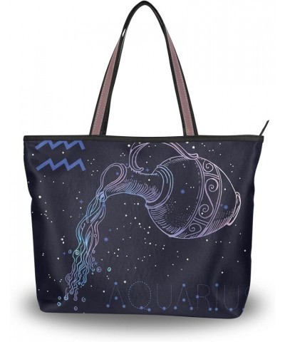 Aries Zodiac Handbags for Women Tote Bag Large Capacity Top Handle Shopper Shoulder Bag Aquarius Zodiac $12.42 Totes