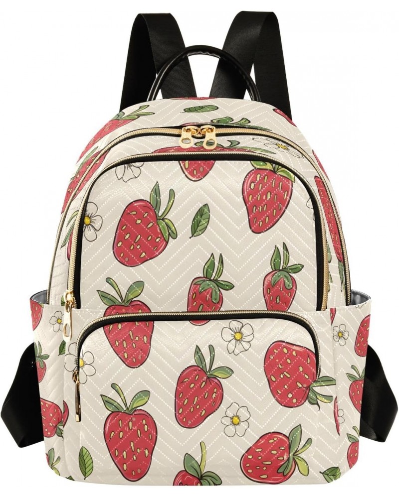 Strawberry Fruit Women Backpack Purse Travel Daypack Shoulder Bag $18.19 Backpacks