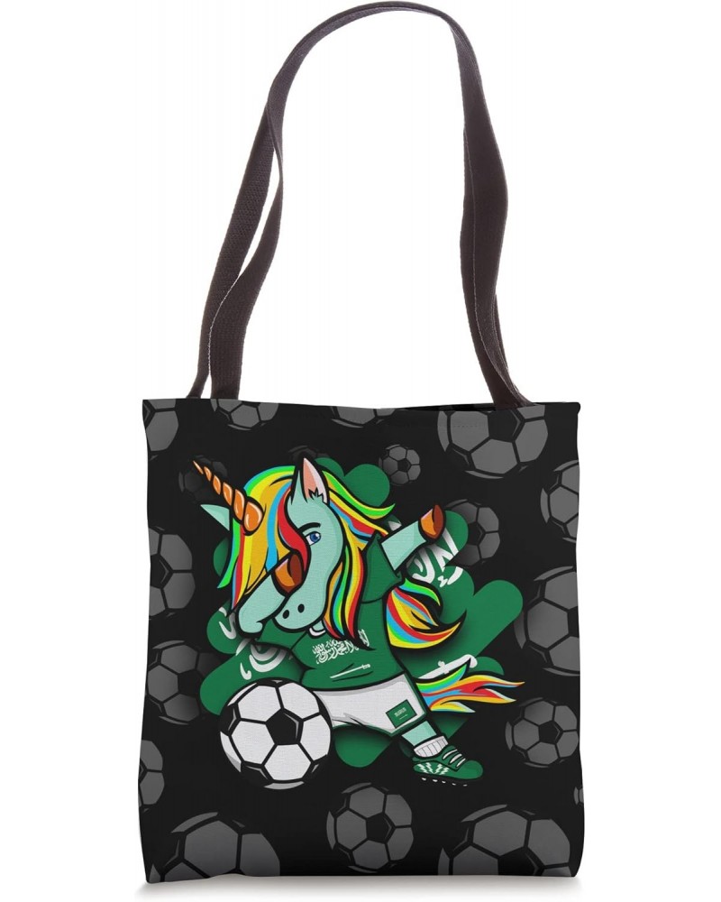 Dabbing Unicorn Saudi Arabia Soccer Lovers Jersey Football Tote Bag $10.51 Totes