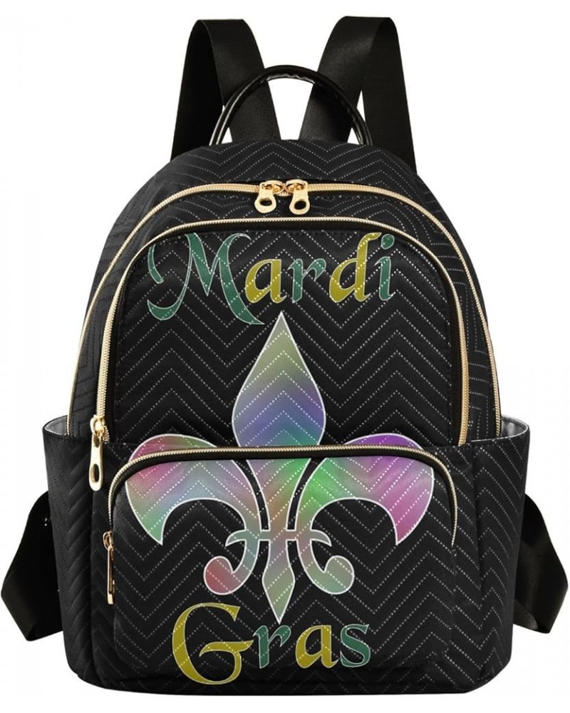 Mardi Gras Women Backpack Gradient Fleur De Lis Travel Bag Compact Daily Bag Small $13.01 Backpacks